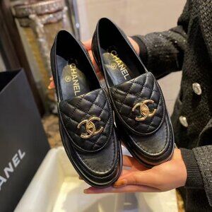 Chanel Black Leather Loafers